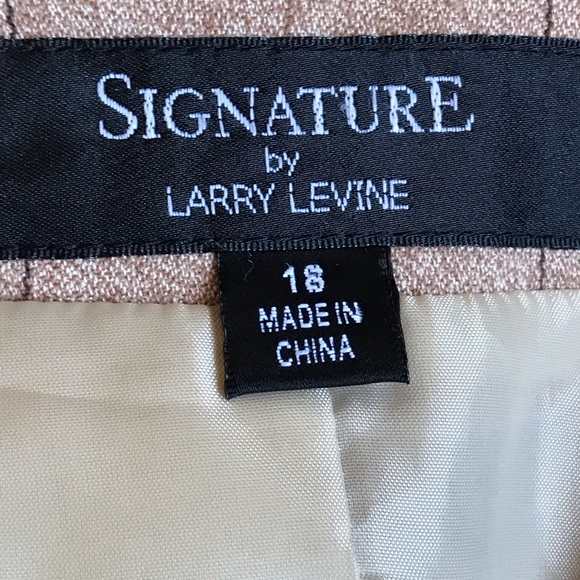 Signature By Larry Levine one Button TanBlazer Chalk Stripe Fabric Jacket SZ 18 - Picture 12 of 16